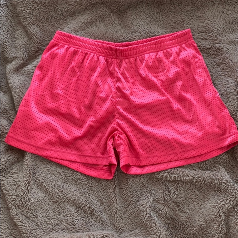 Hot pink mesh shorts